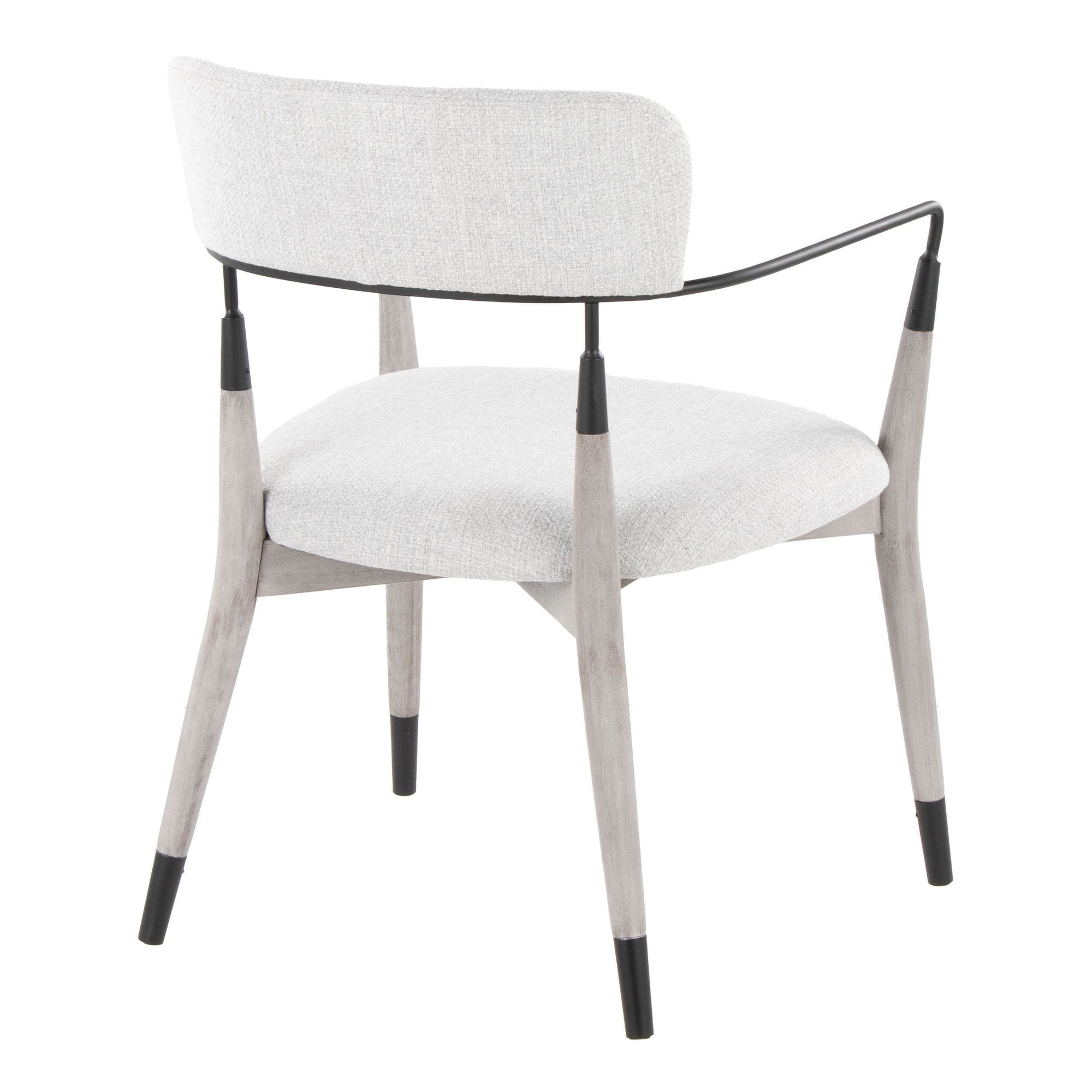 Savannah Chair - Set of 2 - Grey Brushed Wood, Light Grey Fabric, Black Metal