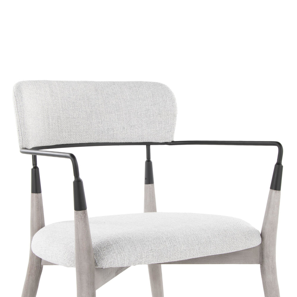 Savannah Chair - Set of 2 - Grey Brushed Wood, Light Grey Fabric, Black Metal