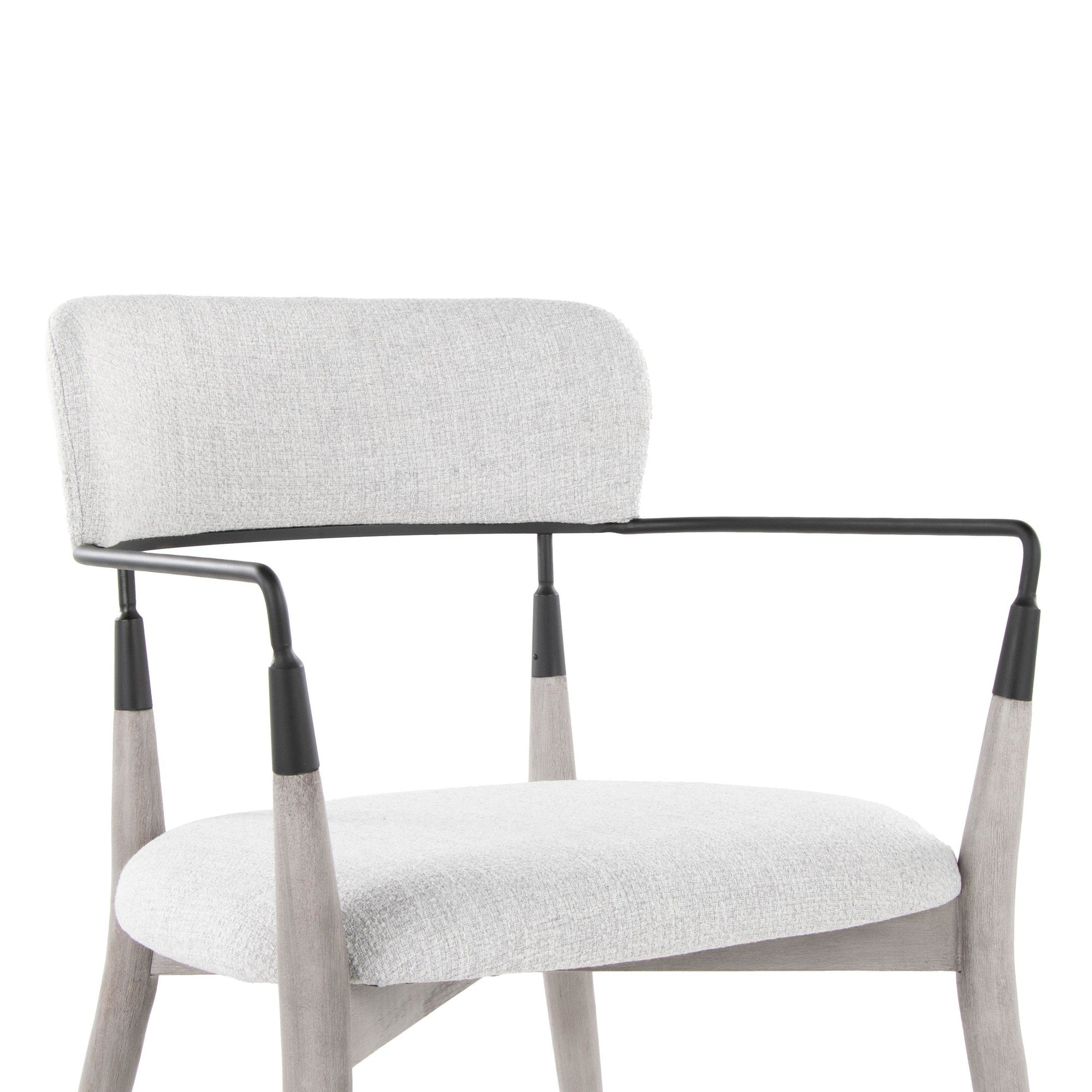 Savannah Chair - Set of 2 - Grey Brushed Wood, Light Grey Fabric, Black Metal