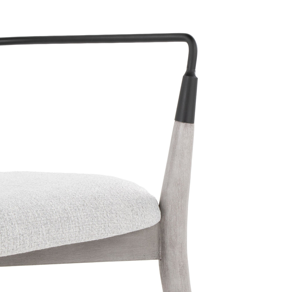 Savannah Chair - Set of 2 - Grey Brushed Wood, Light Grey Fabric, Black Metal