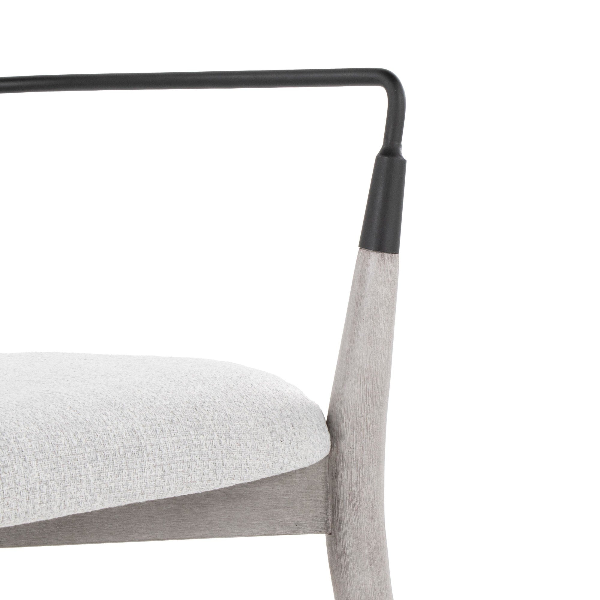 Savannah Chair - Set of 2 - Grey Brushed Wood, Light Grey Fabric, Black Metal