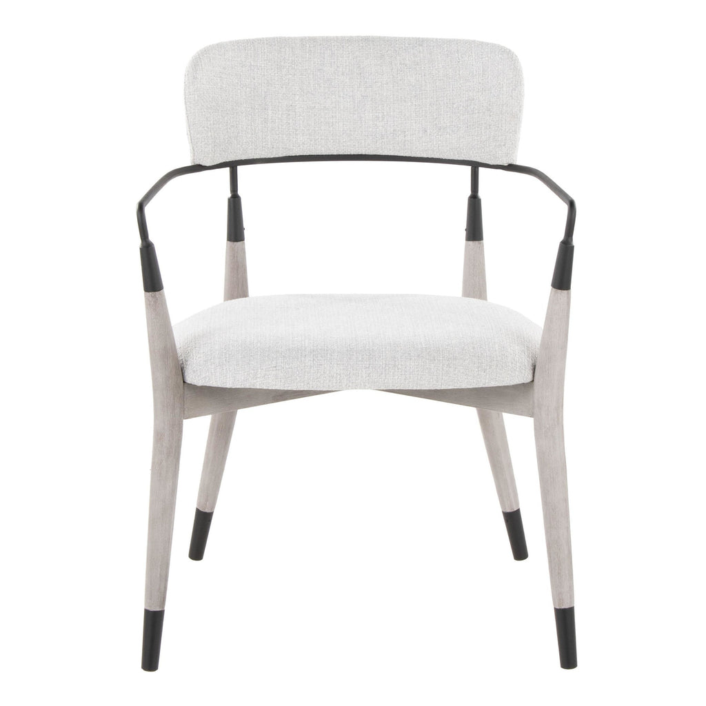 Savannah Chair - Set of 2 - Grey Brushed Wood, Light Grey Fabric, Black Metal
