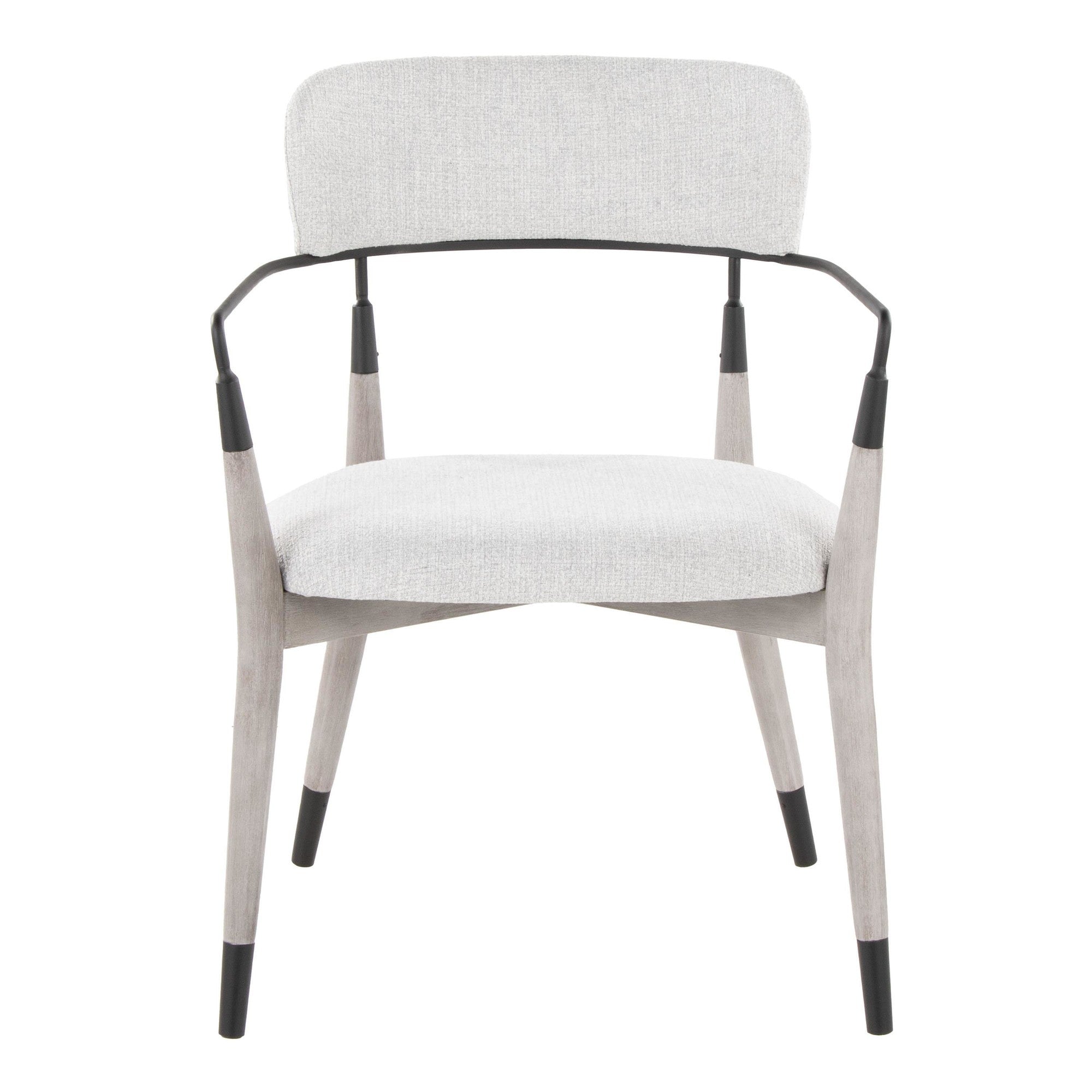 Savannah Chair - Set of 2 - Grey Brushed Wood, Light Grey Fabric, Black Metal
