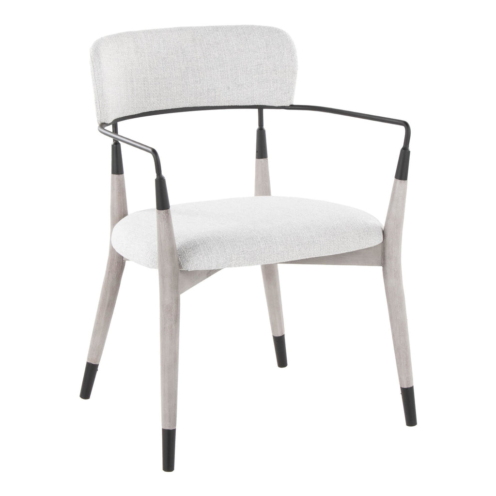 Savannah Chair - Set of 2 - Grey Brushed Wood, Light Grey Fabric, Black Metal