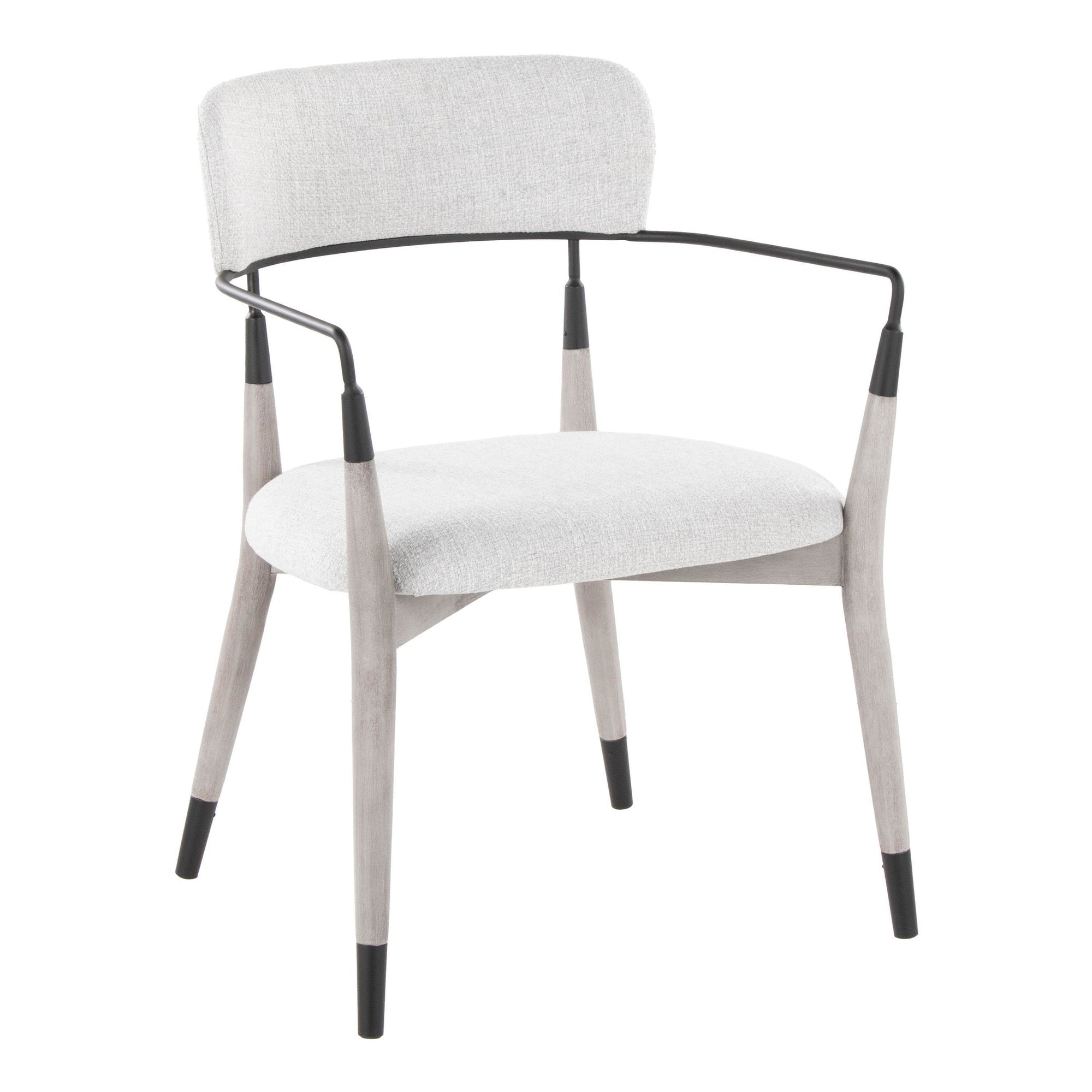Savannah Chair - Set of 2 - Grey Brushed Wood, Light Grey Fabric, Black Metal