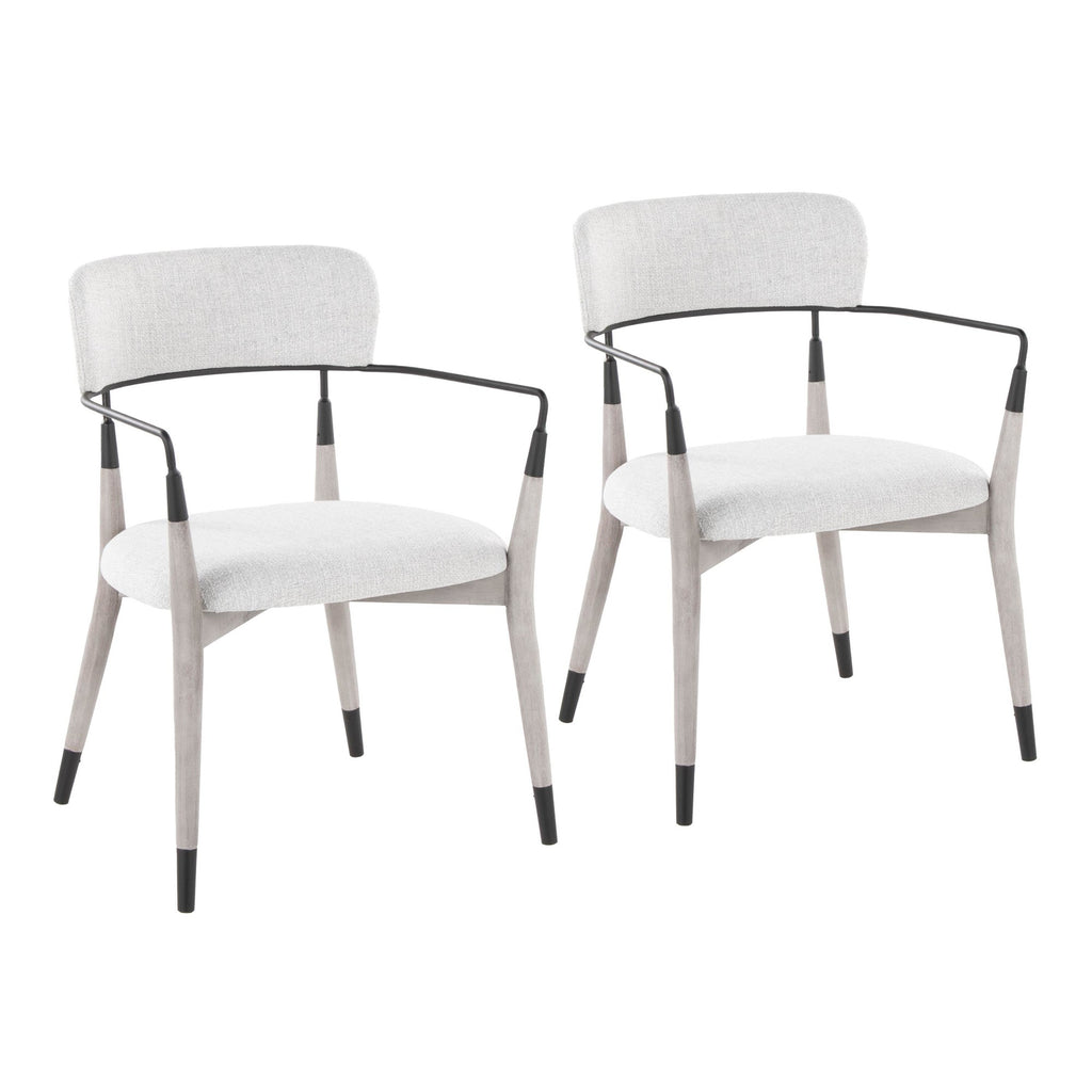 Savannah Chair - Set of 2 - Grey Brushed Wood, Light Grey Fabric, Black Metal