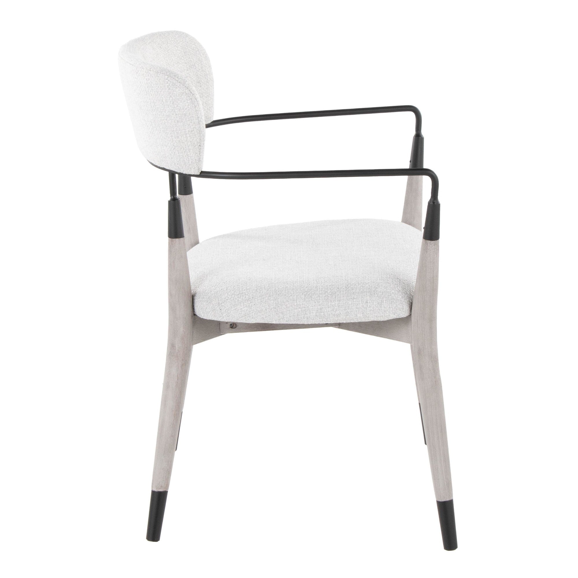 Savannah Chair - Set of 2 - Grey Brushed Wood, Light Grey Fabric, Black Metal