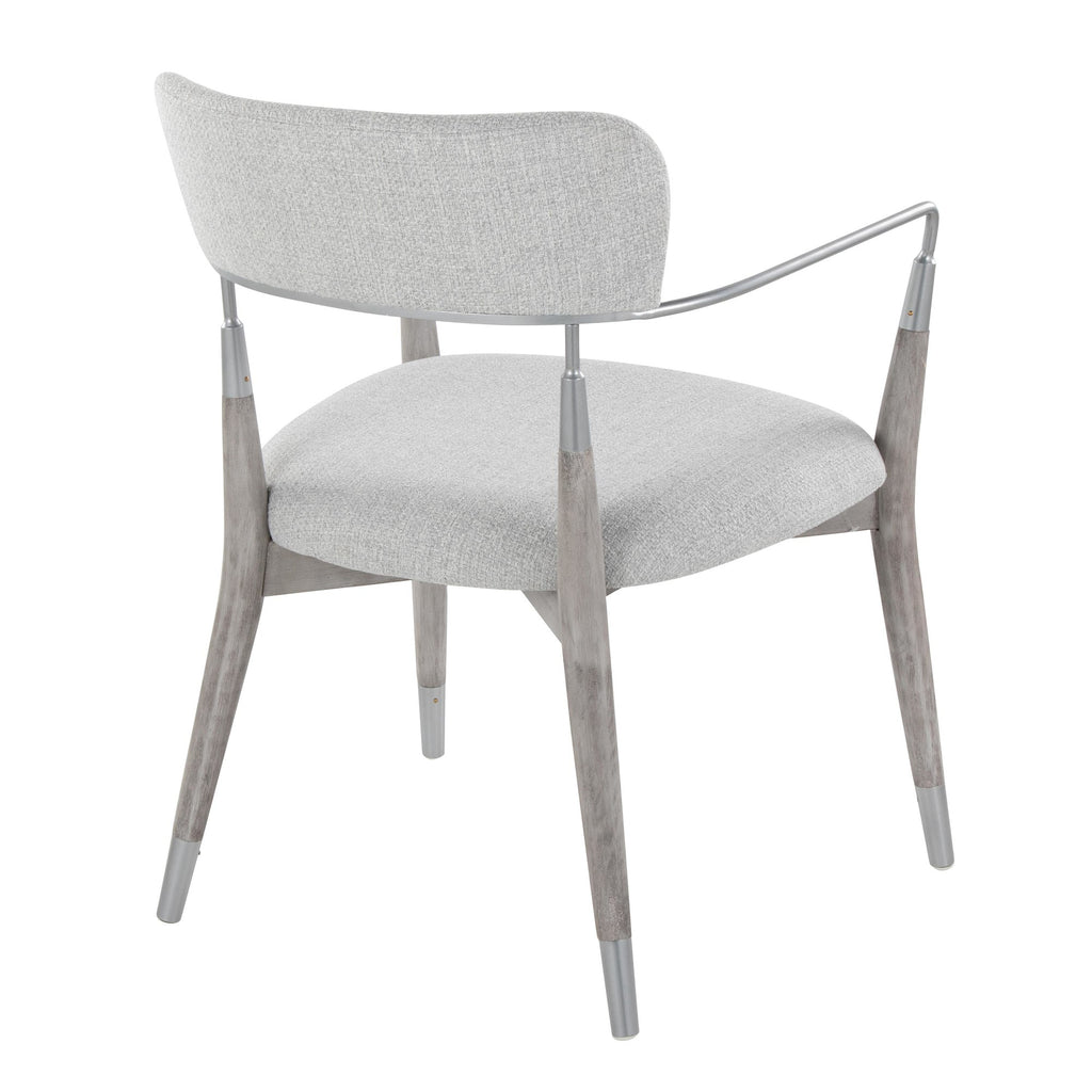 Savannah Chair - Set of 2 - Silver Metal, Grey Brushed Wood, Light Grey Fabric