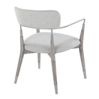 Savannah Chair - Set of 2 - Silver Metal, Grey Brushed Wood, Light Grey Fabric