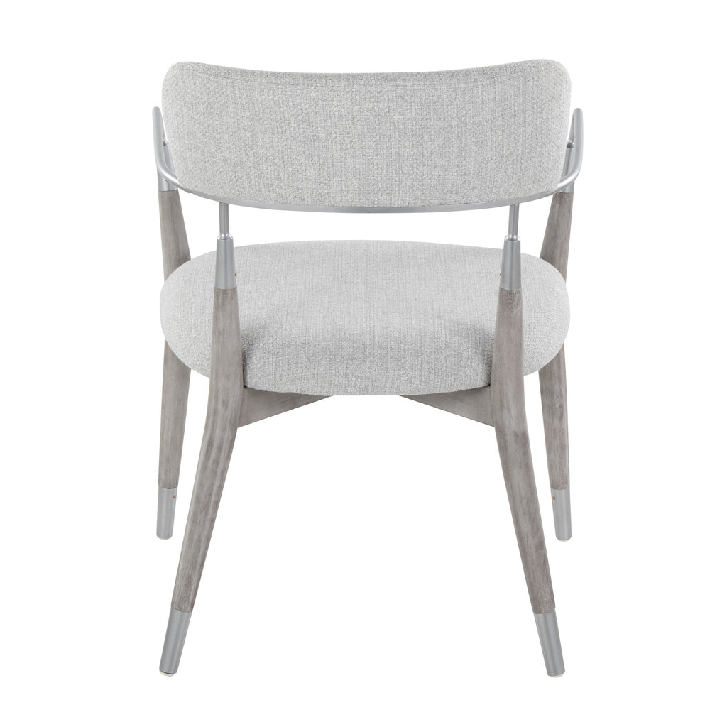 Savannah Chair - Set of 2 - Silver Metal, Grey Brushed Wood, Light Grey Fabric