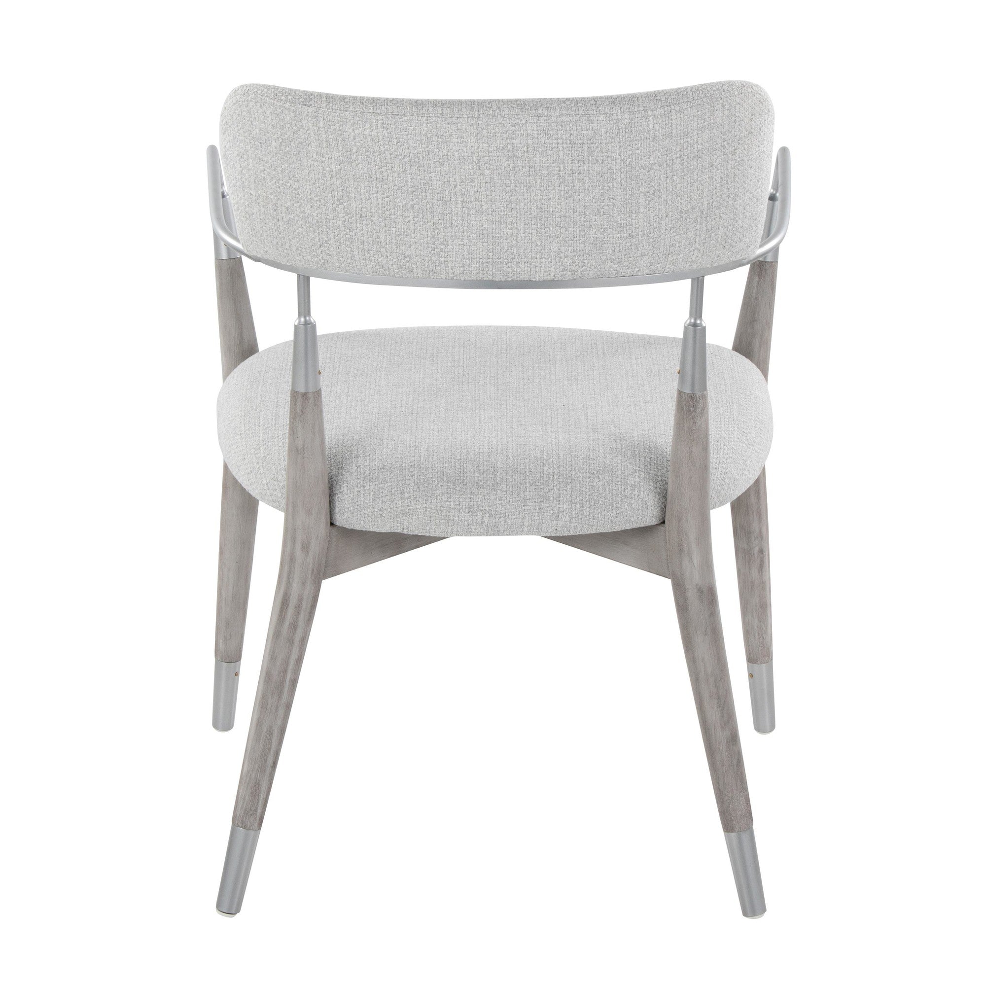 Savannah Chair - Set of 2 - Silver Metal, Grey Brushed Wood, Light Grey Fabric