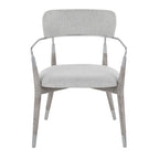 Savannah Chair - Set of 2 - Silver Metal, Grey Brushed Wood, Light Grey Fabric