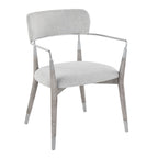 Savannah Chair - Set of 2 - Silver Metal, Grey Brushed Wood, Light Grey Fabric