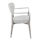 Savannah Chair - Set of 2 - Silver Metal, Grey Brushed Wood, Light Grey Fabric