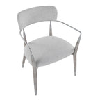 Savannah Chair - Set of 2 - Silver Metal, Grey Brushed Wood, Light Grey Fabric