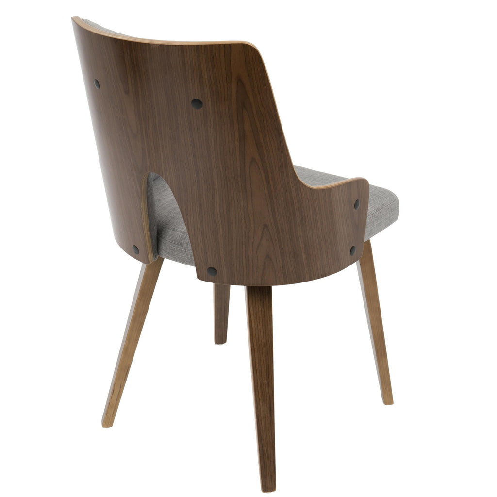 Stella Chair - Set of 2 - Walnut Wood, Light Grey Fabric