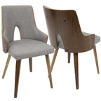 Stella Chair - Set of 2 - Walnut Wood, Light Grey Fabric