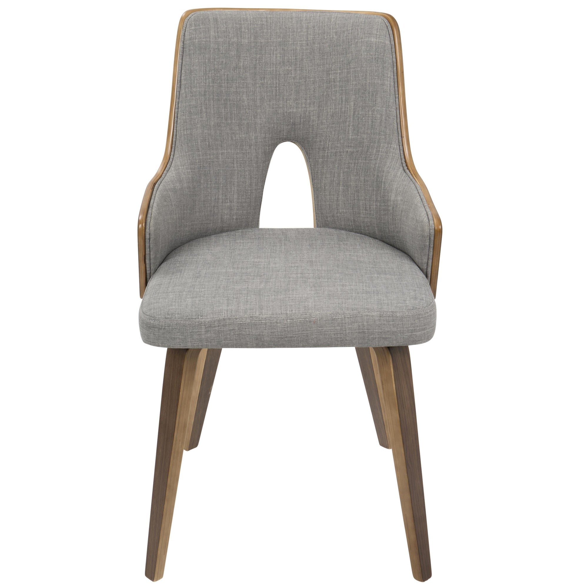 Stella Chair - Set of 2 - Walnut Wood, Light Grey Fabric