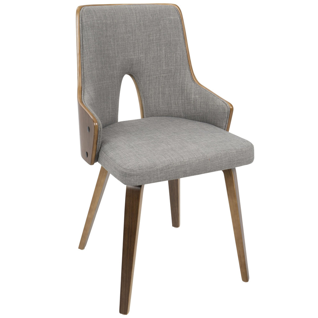 Stella Chair - Set of 2 - Walnut Wood, Light Grey Fabric
