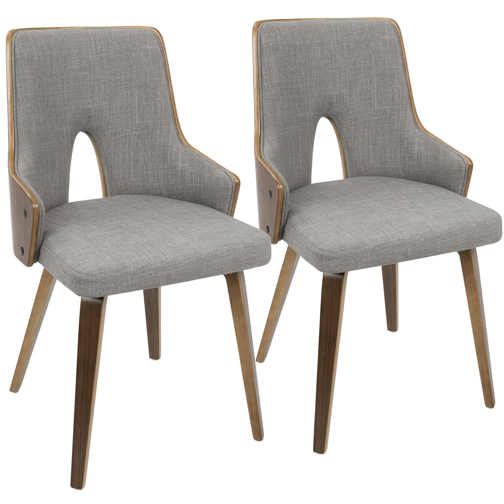 Stella Chair - Set of 2 - Walnut Wood, Light Grey Fabric
