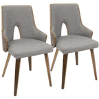 Stella Chair - Set of 2 - Walnut Wood, Light Grey Fabric