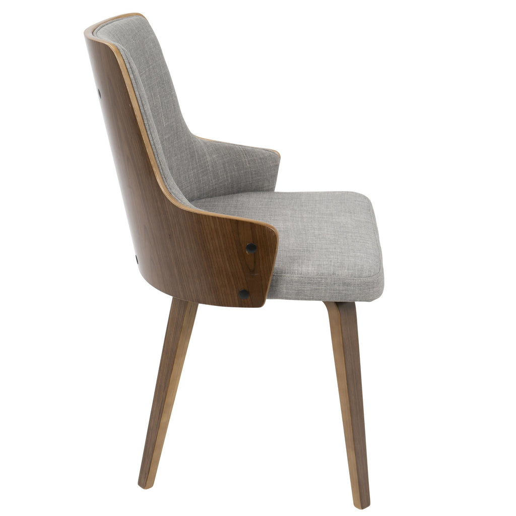 Stella Chair - Set of 2 - Walnut Wood, Light Grey Fabric