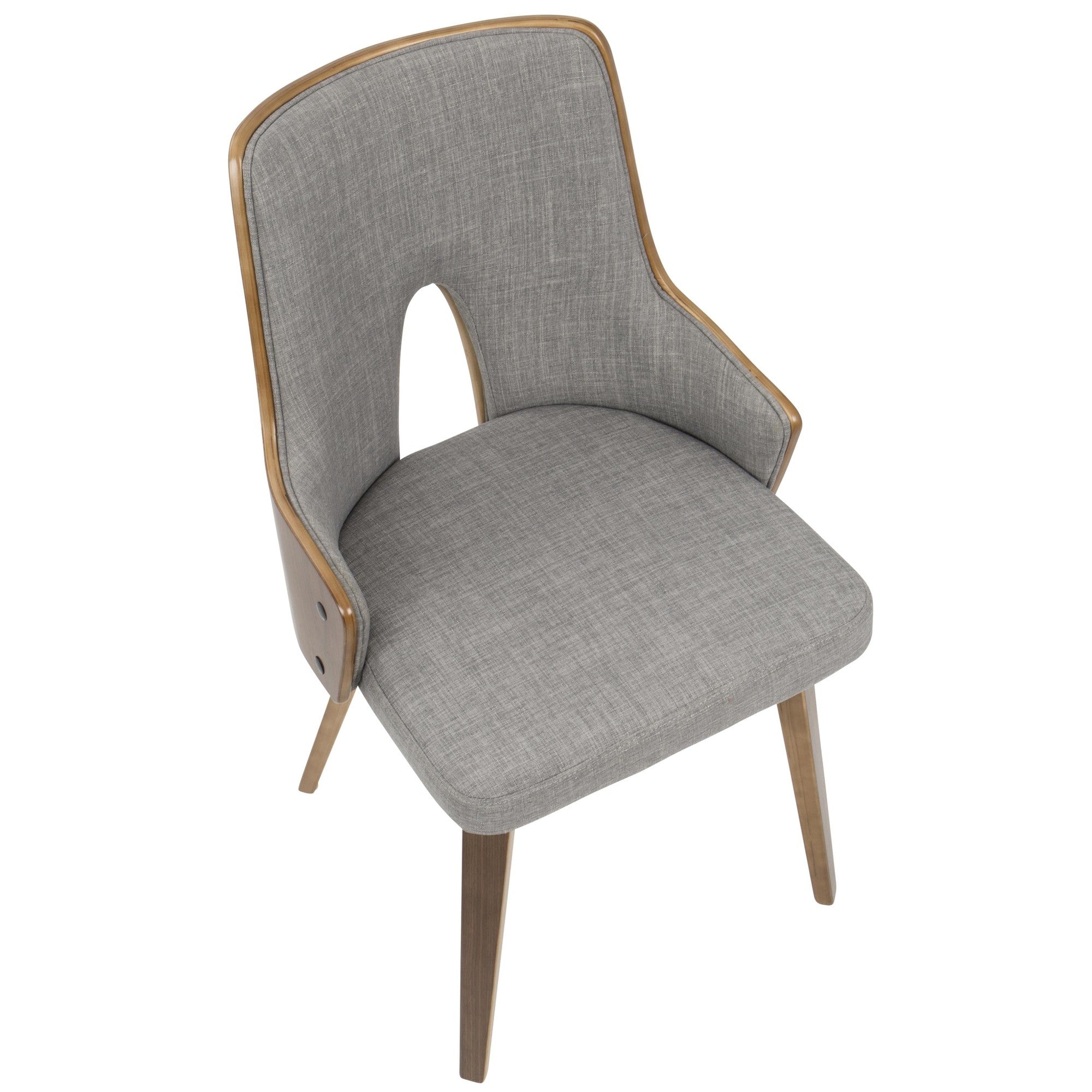 Stella Chair - Set of 2 - Walnut Wood, Light Grey Fabric