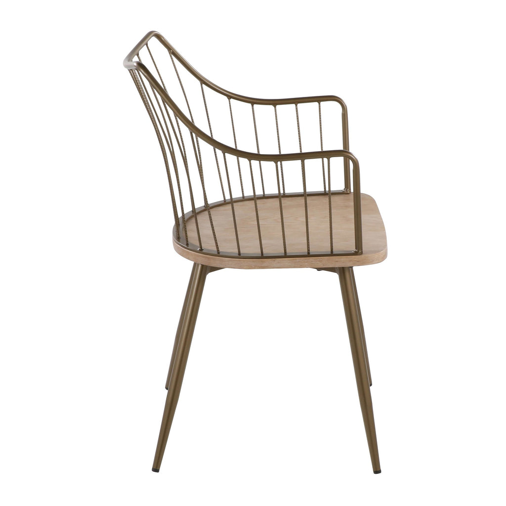 Winston Chair - Antique Copper Metal, Whitewashed Wood