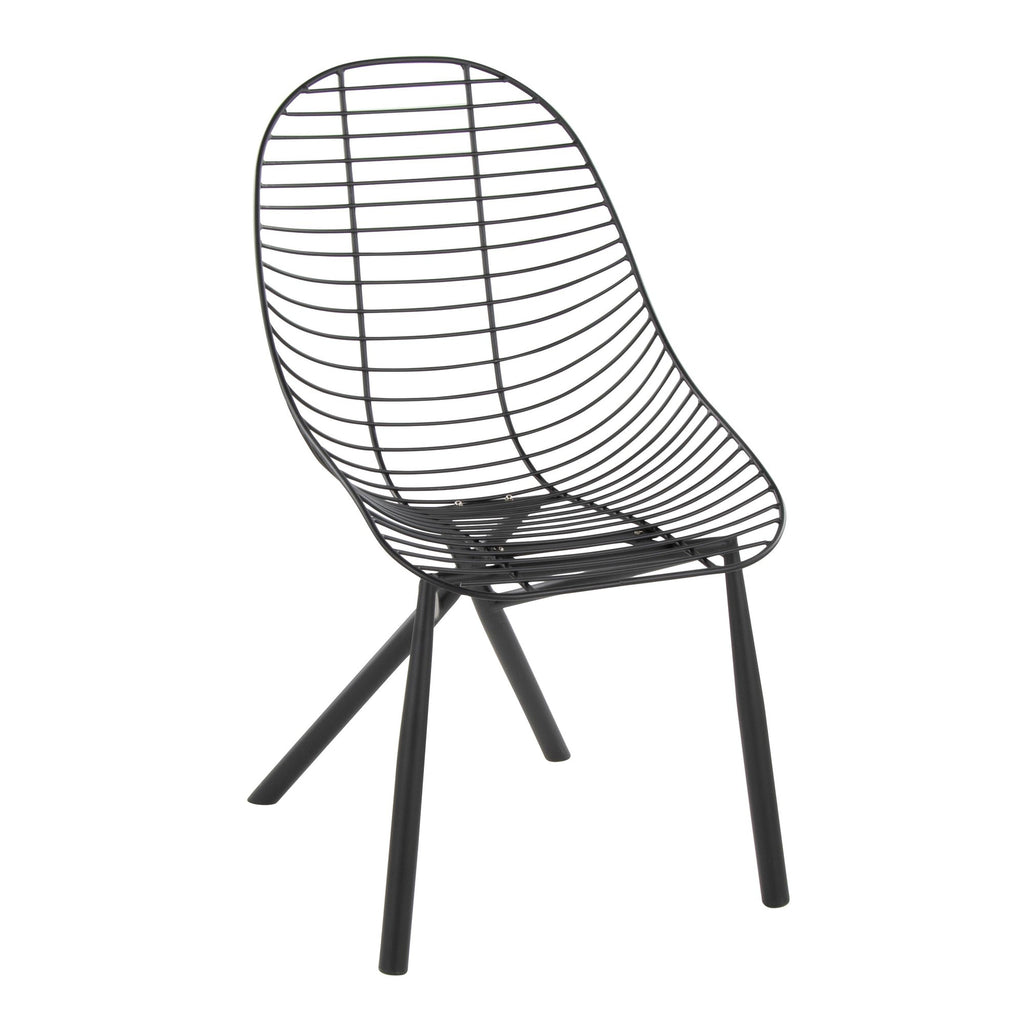 Wired Chair - Set of 2 - Black Metal, Espresso PU