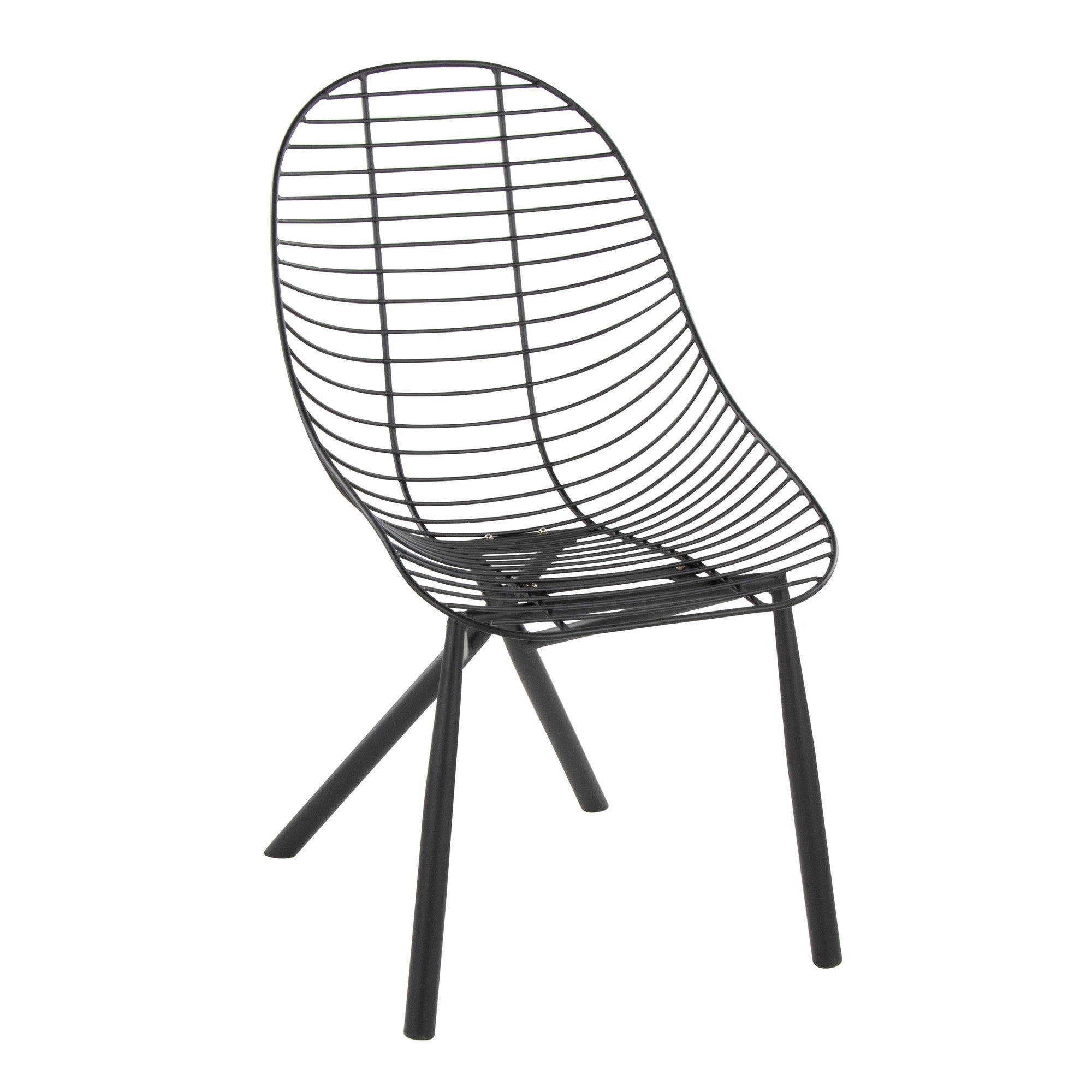 Wired Chair - Set of 2 - Black Metal, Espresso PU