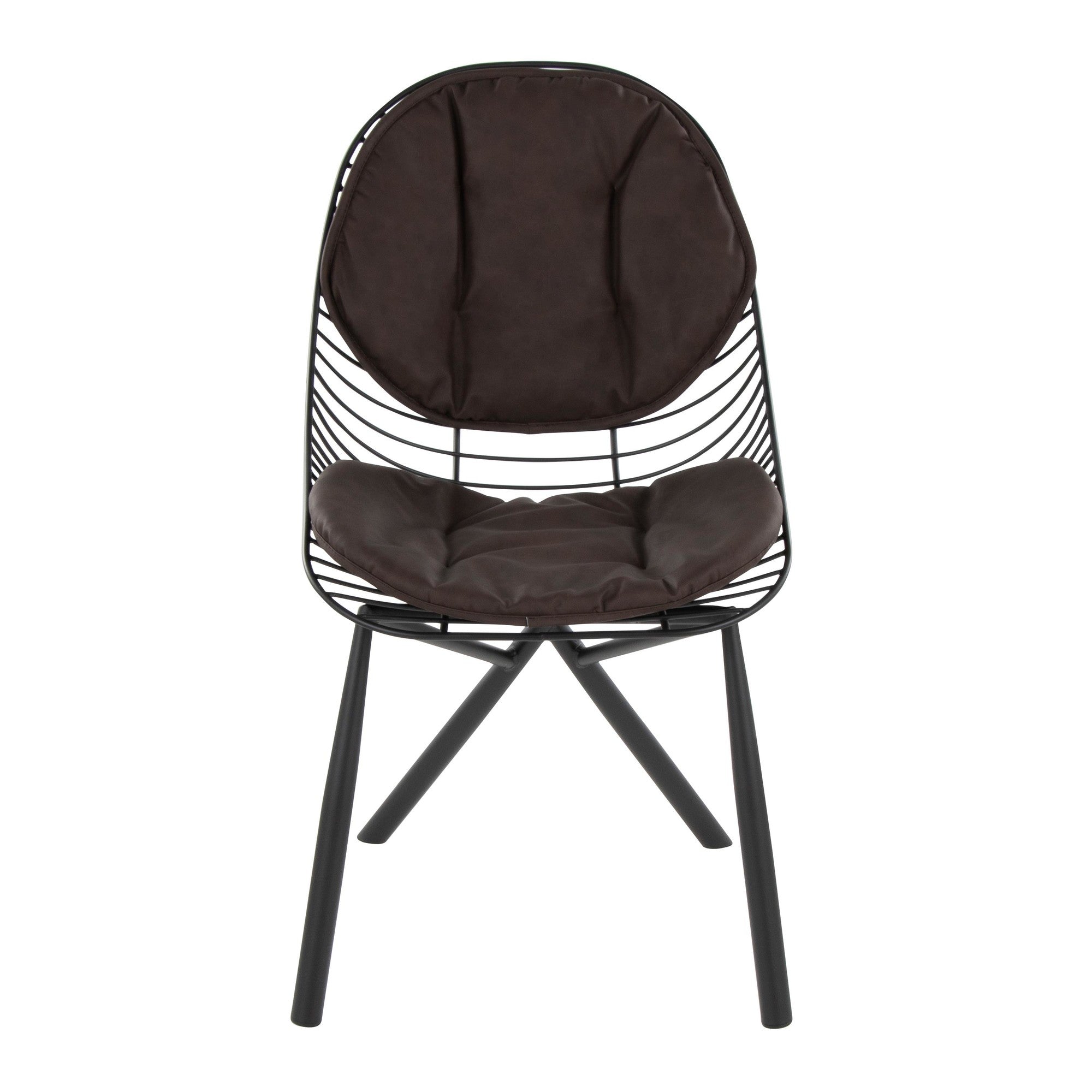 Wired Chair - Set of 2 - Black Metal, Espresso PU