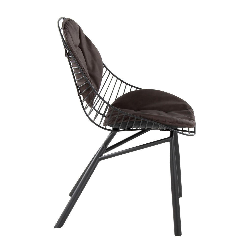 Wired Chair - Set of 2 - Black Metal, Espresso PU
