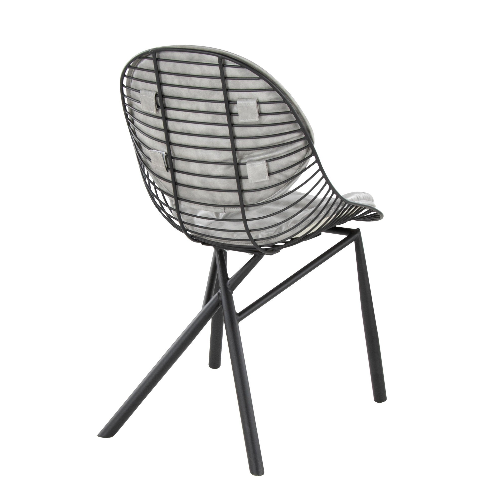 Wired Chair - Set of 2 - Black Metal, Light Grey PU