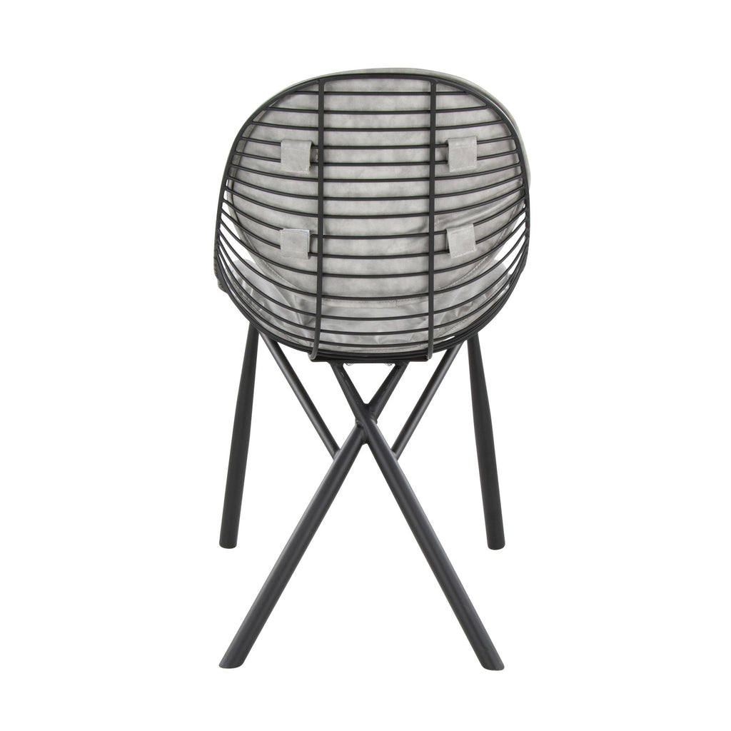 Wired Chair - Set of 2 - Black Metal, Light Grey PU