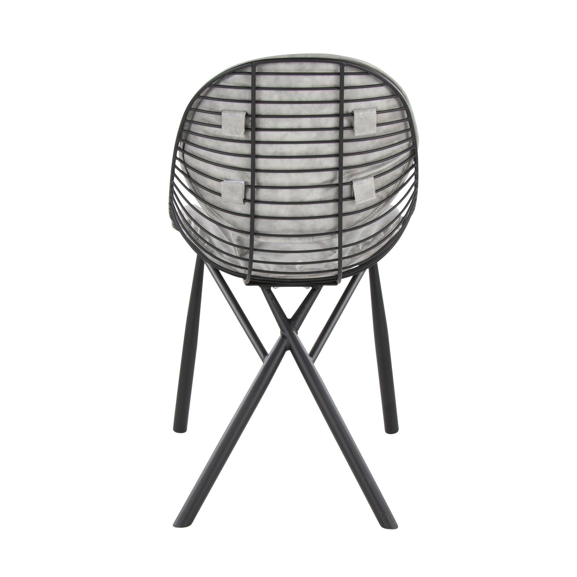 Wired Chair - Set of 2 - Black Metal, Light Grey PU