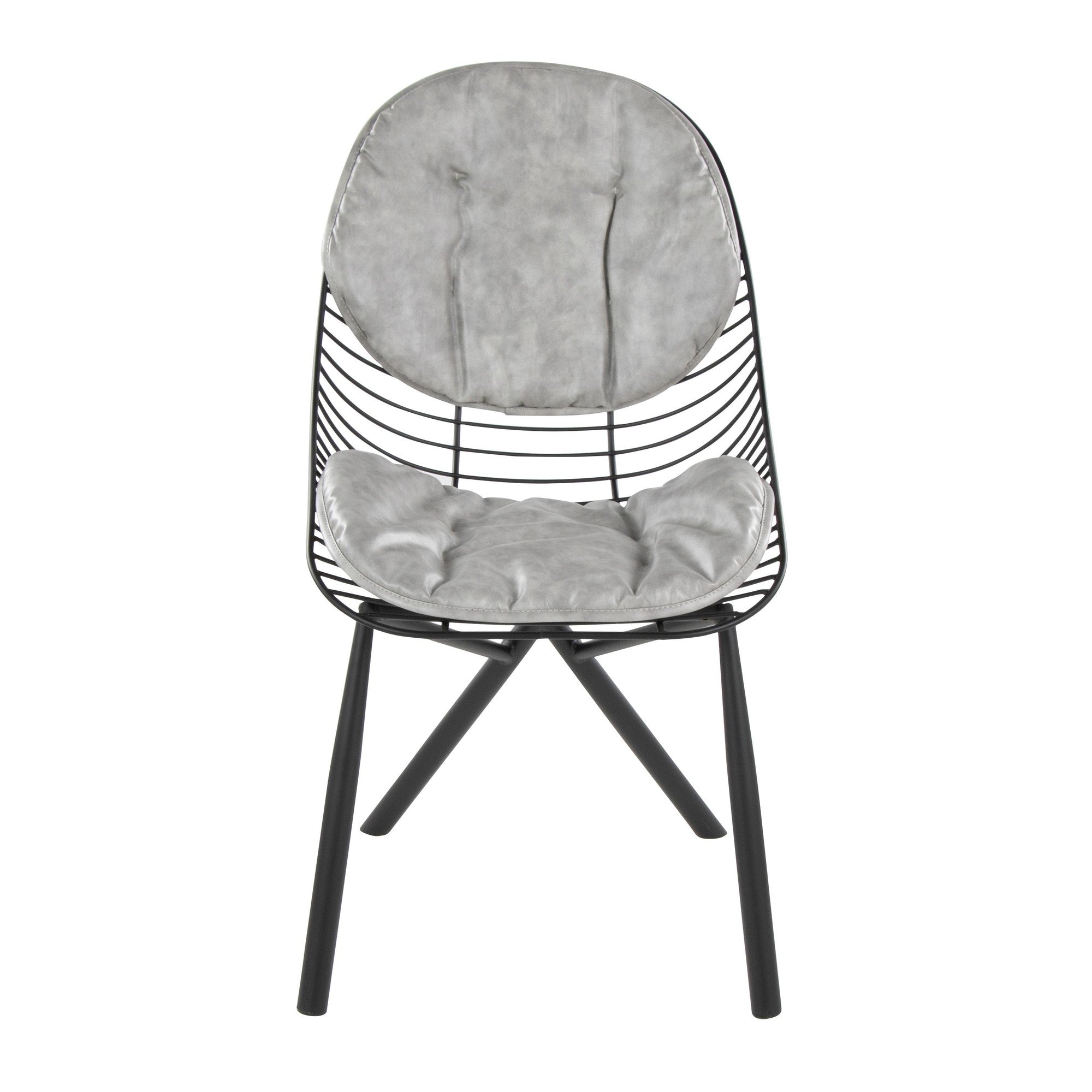 Wired Chair - Set of 2 - Black Metal, Light Grey PU