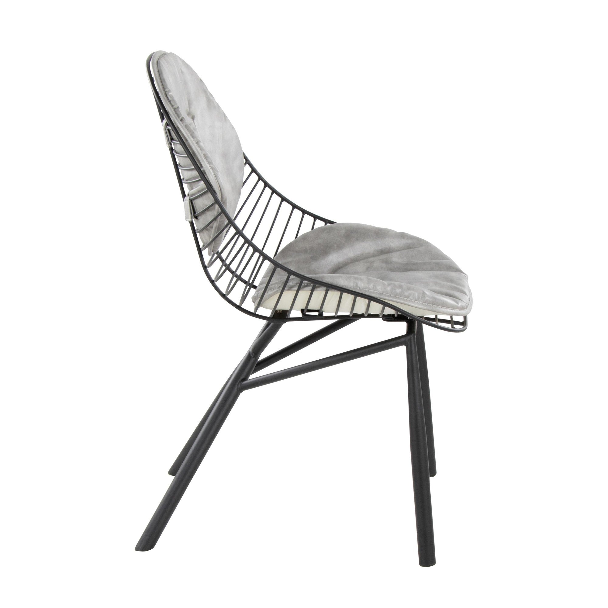Wired Chair - Set of 2 - Black Metal, Light Grey PU