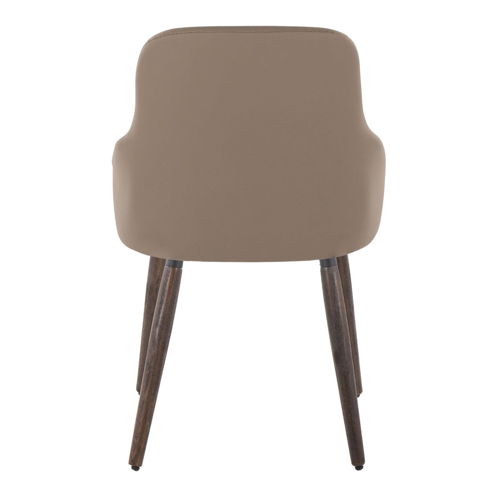 York Upholstered Chair - Set of 2 - Dark Walnut Wood, Brown PU