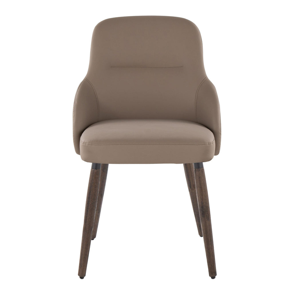 York Upholstered Chair - Set of 2 - Dark Walnut Wood, Brown PU
