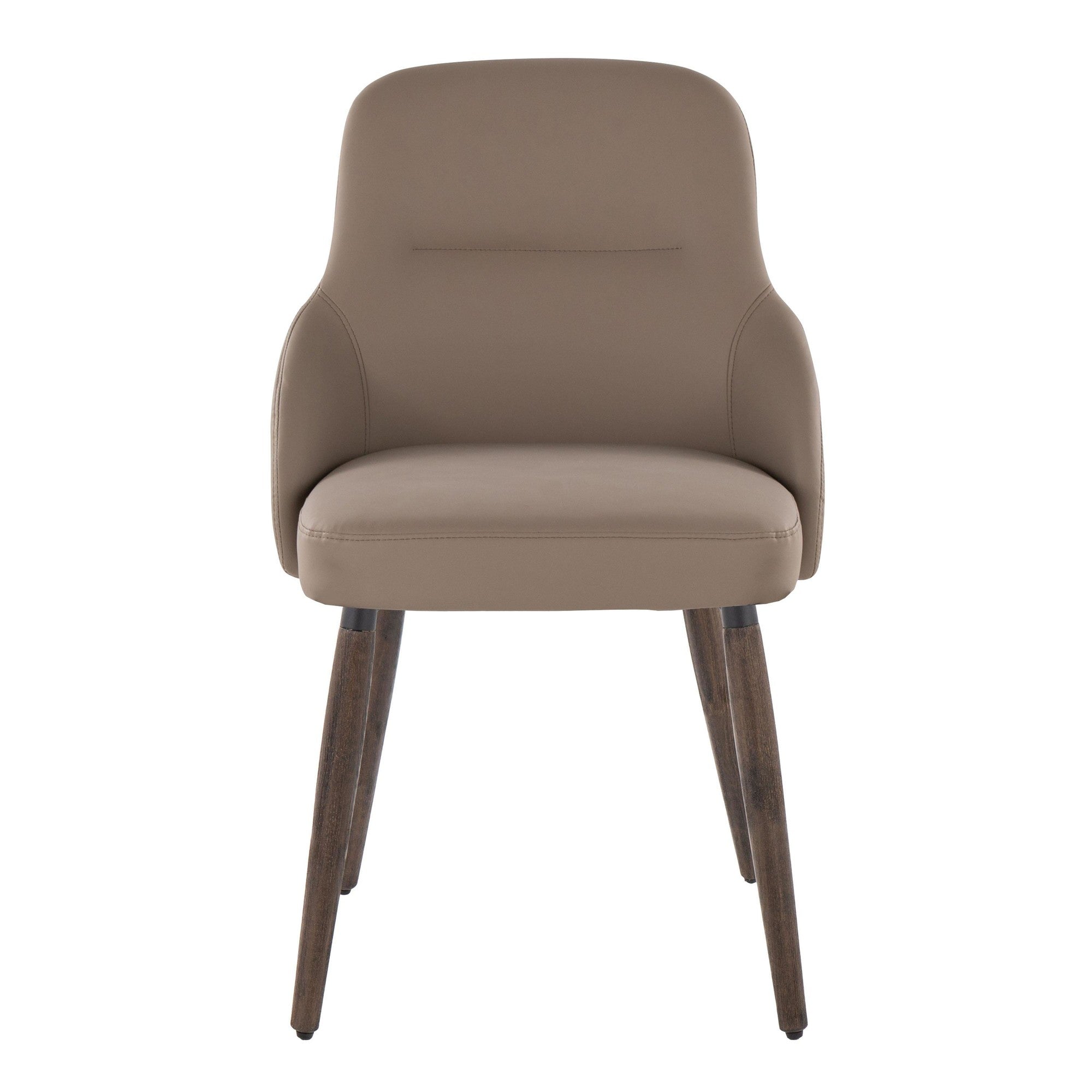 York Upholstered Chair - Set of 2 - Dark Walnut Wood, Brown PU