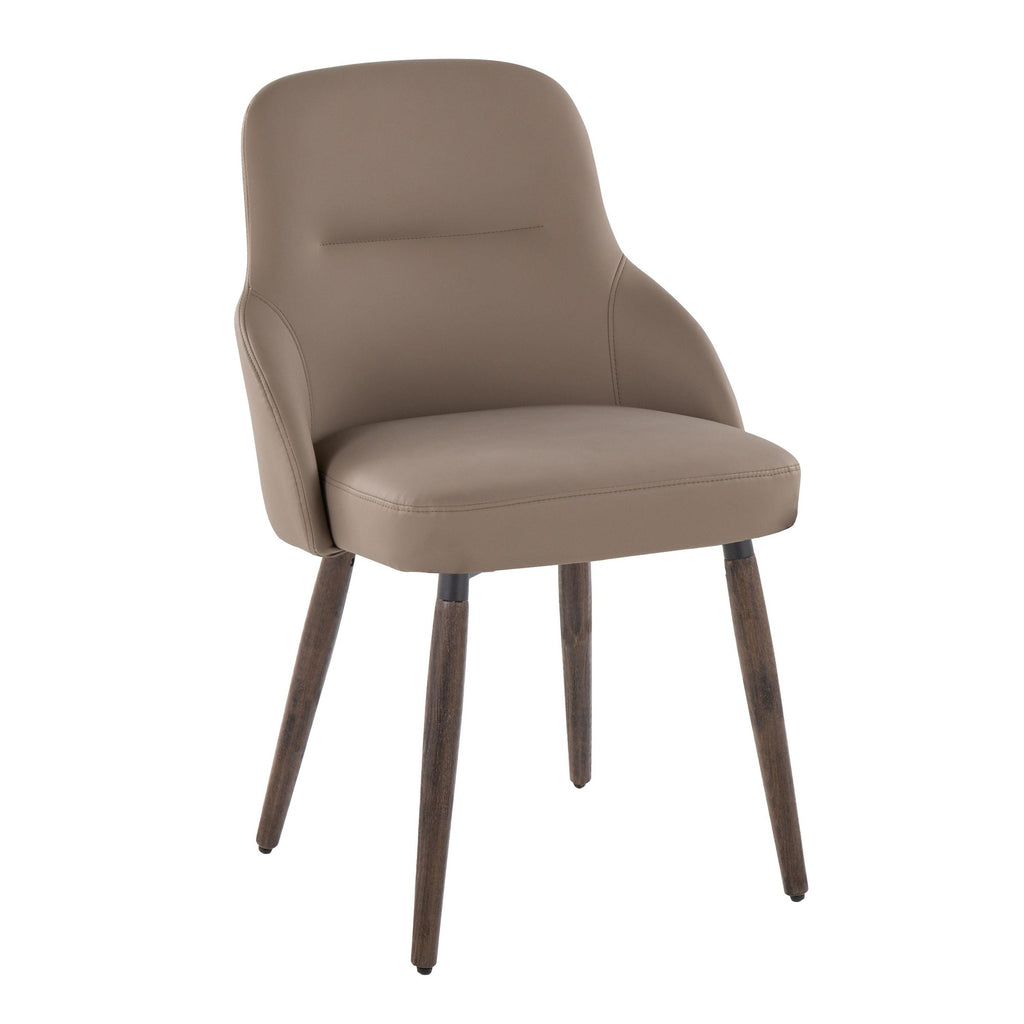 York Upholstered Chair - Set of 2 - Dark Walnut Wood, Brown PU