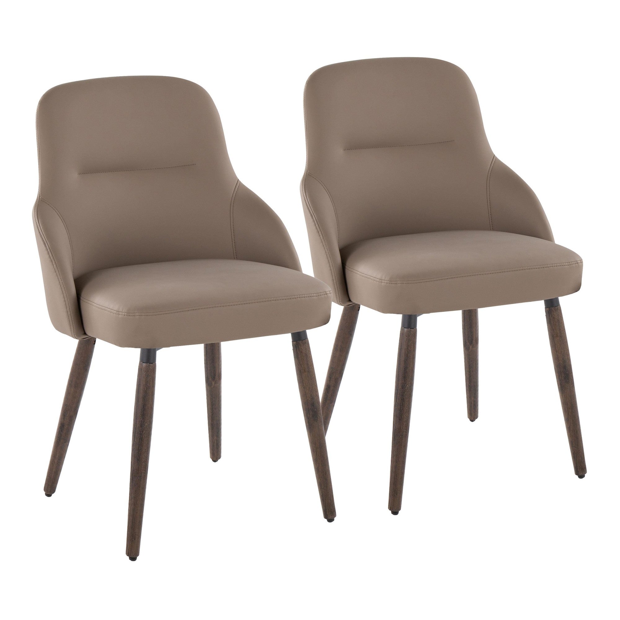 York Upholstered Chair - Set of 2 - Dark Walnut Wood, Brown PU