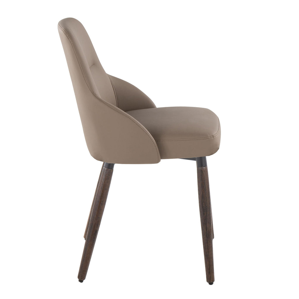 York Upholstered Chair - Set of 2 - Dark Walnut Wood, Brown PU