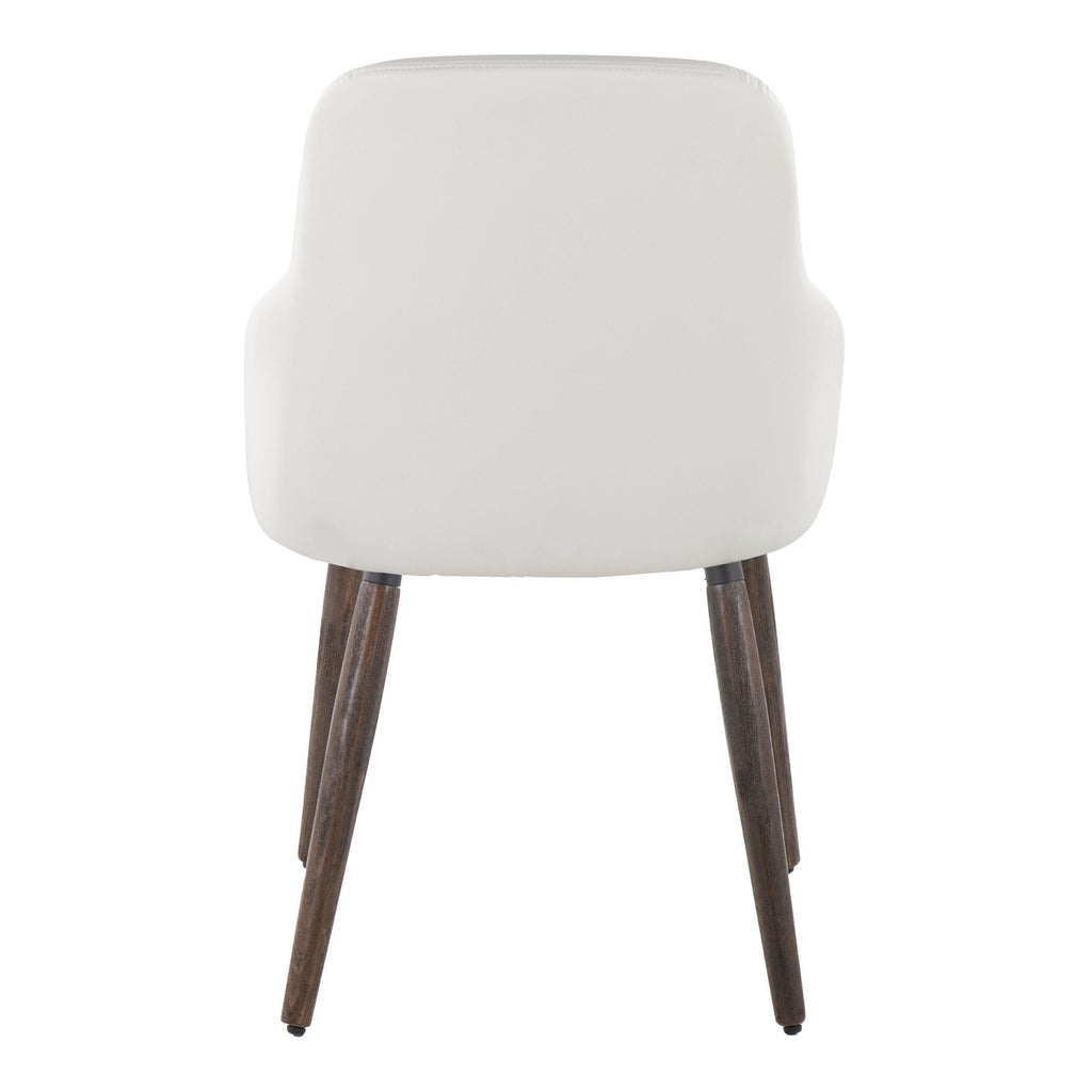 York Upholstered Chair - Set of 2 - Dark Walnut Wood, White PU