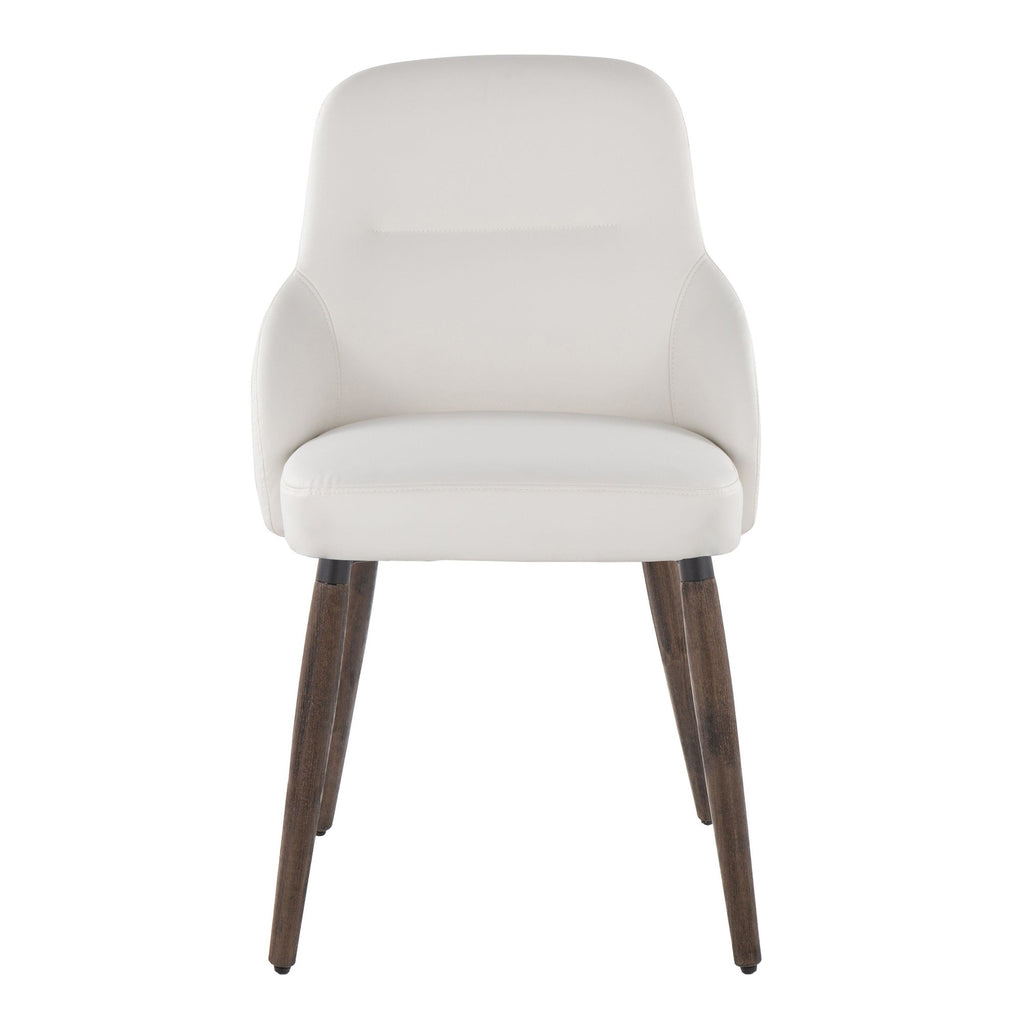 York Upholstered Chair - Set of 2 - Dark Walnut Wood, White PU