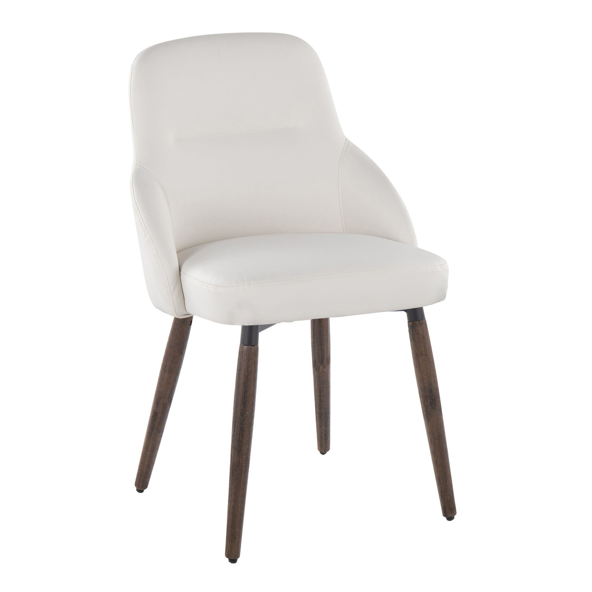 York Upholstered Chair - Set of 2 - Dark Walnut Wood, White PU