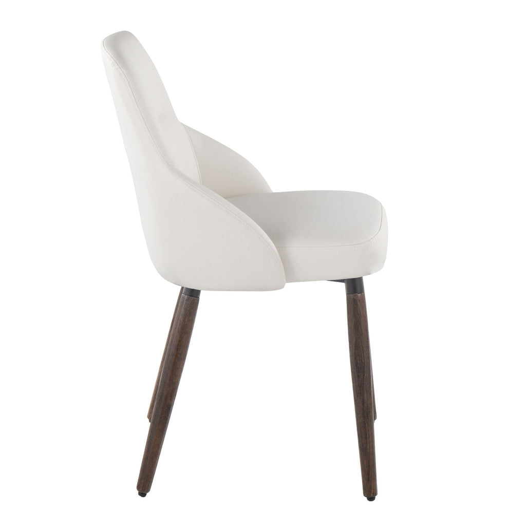 York Upholstered Chair - Set of 2 - Dark Walnut Wood, White PU
