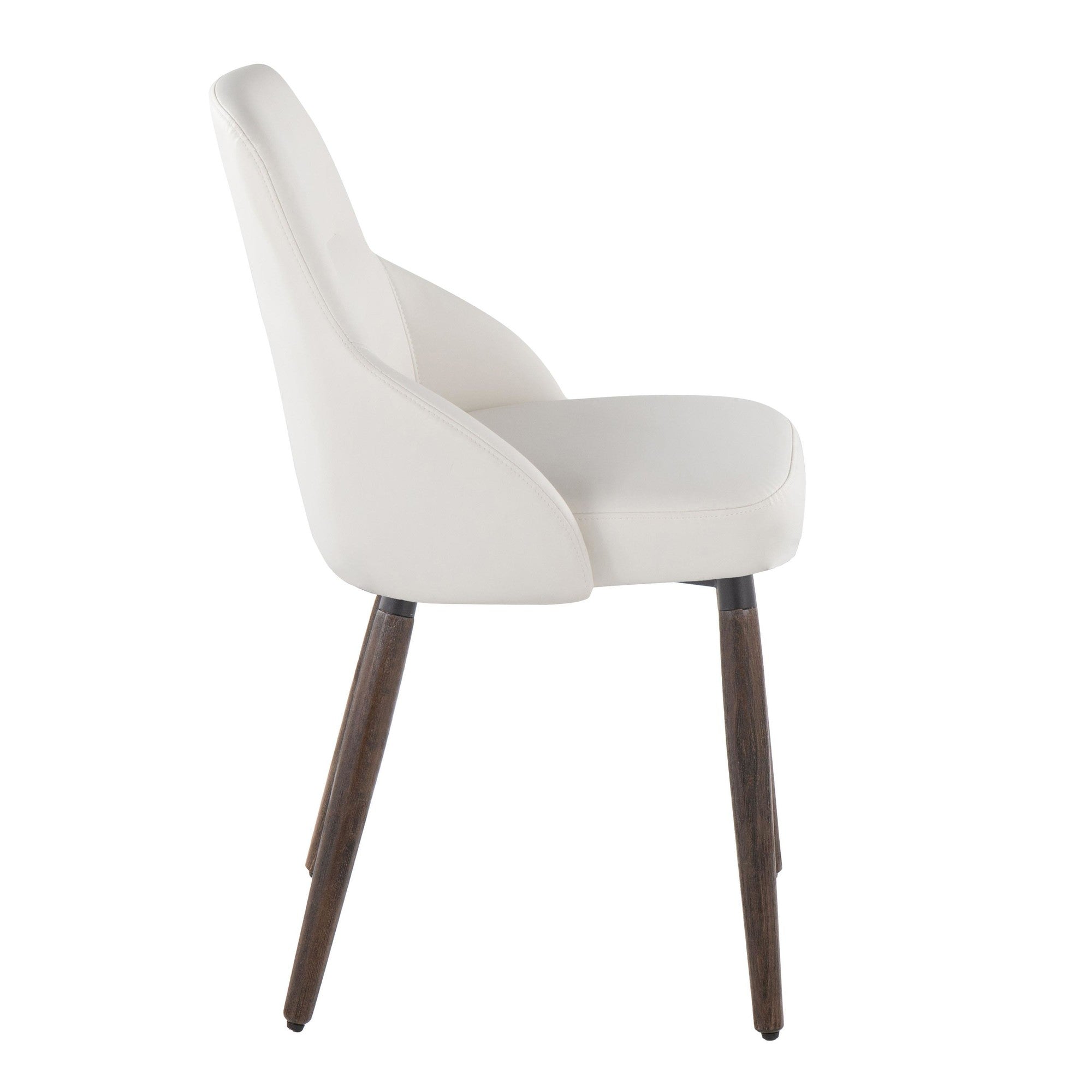 York Upholstered Chair - Set of 2 - Dark Walnut Wood, White PU
