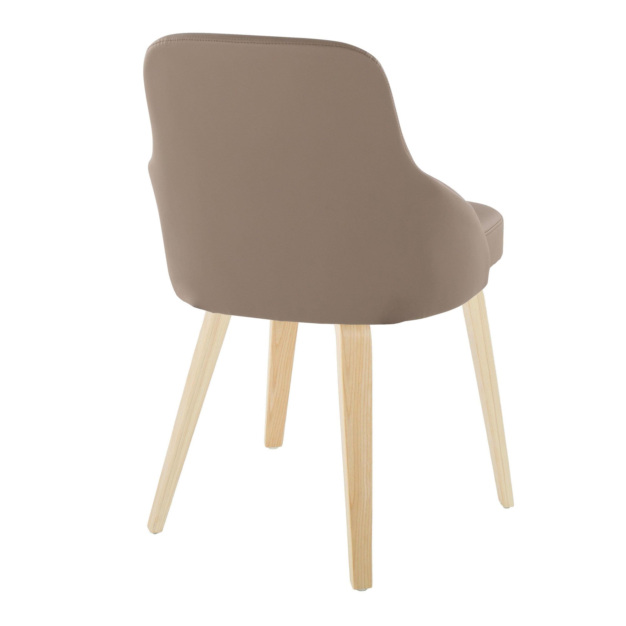 York Upholstered Chair - Set of 2 - Natural Wood, Brown PU