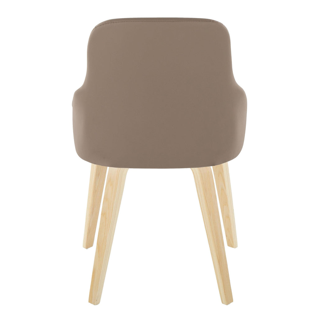 York Upholstered Chair - Set of 2 - Natural Wood, Brown PU